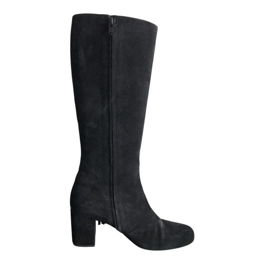 Saint Laurent Boot 10 Fringe Knee High YSL Suede Quiet Luxury Boho Festival Chic